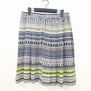 Stylish A-Line Skirt with Blue and Green Accents